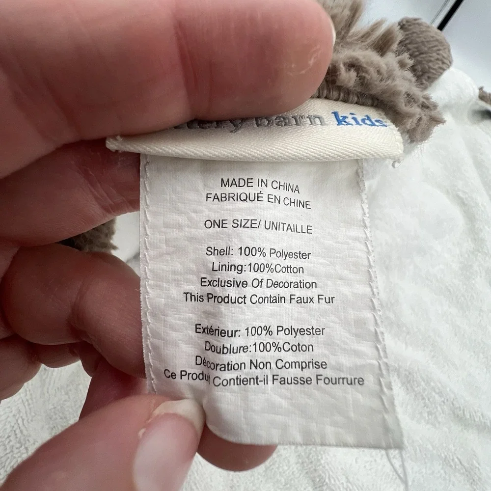 Pottery Barn Kids Infant Teddy Bear Hooded Bath Towel Photo Shoot Fuzzy Brown